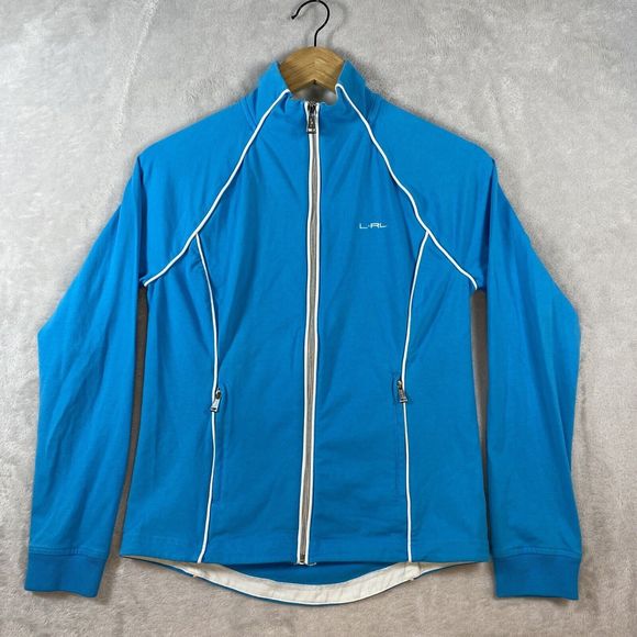 Ralph Lauren Active Jacket Womens‎ Small Blue Full Zip Pockets Designer Preppy - Picture 1 of 6